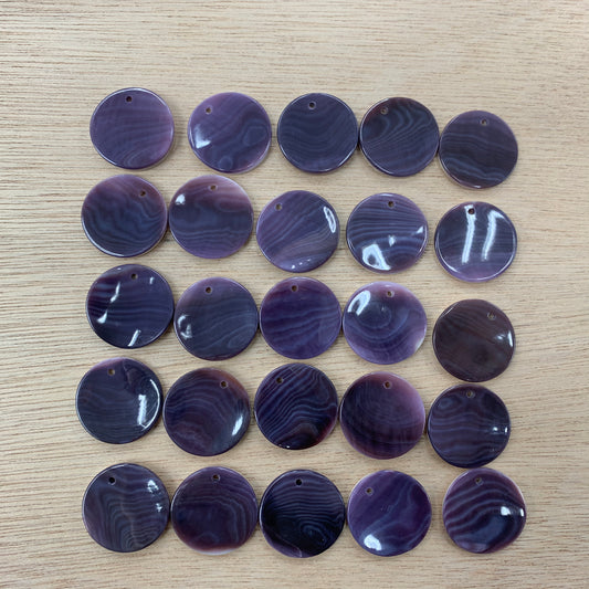 100pcs/pack Wampum Quahog Shell Purple Round Pendant  (Large/Medium/Small Wholesale)