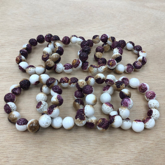 Purple Spiny Oyster Shell Round beads bracelet 14mm