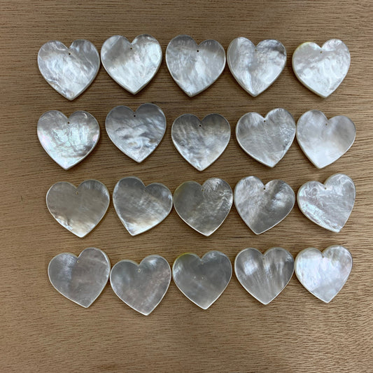 35mm Natural White Mother Of Pearl Shell Heart Shape 10pcs/20pcs