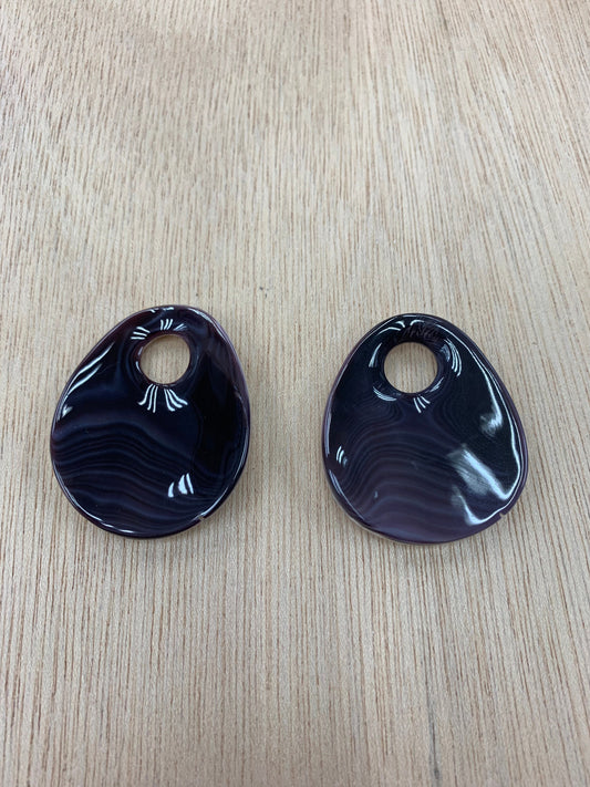 1 pair Wampum Quahog Shell Purple Loose piece 38x45mm