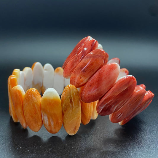 Spiny Oyster Shell Oval beads bracelet