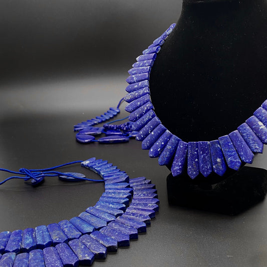 Natural High quality Lapis Lazuil frosted Sword Necklace 9x19m-9x30m