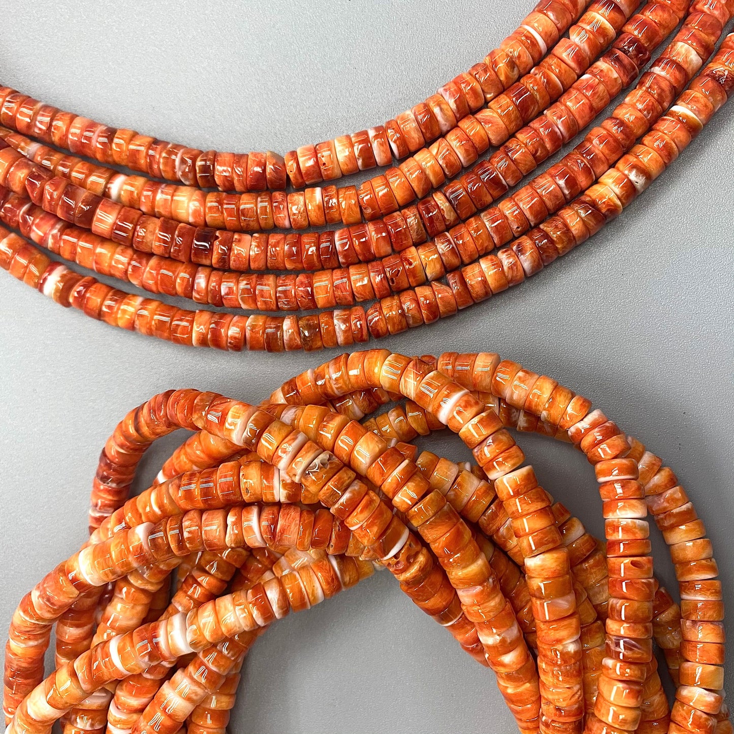 High quality Spiny Oyster Shell Rondish beads  6mm strand