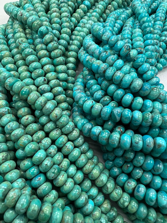 Natural Turquoise Rondelle beads 16 inches 6~8mm