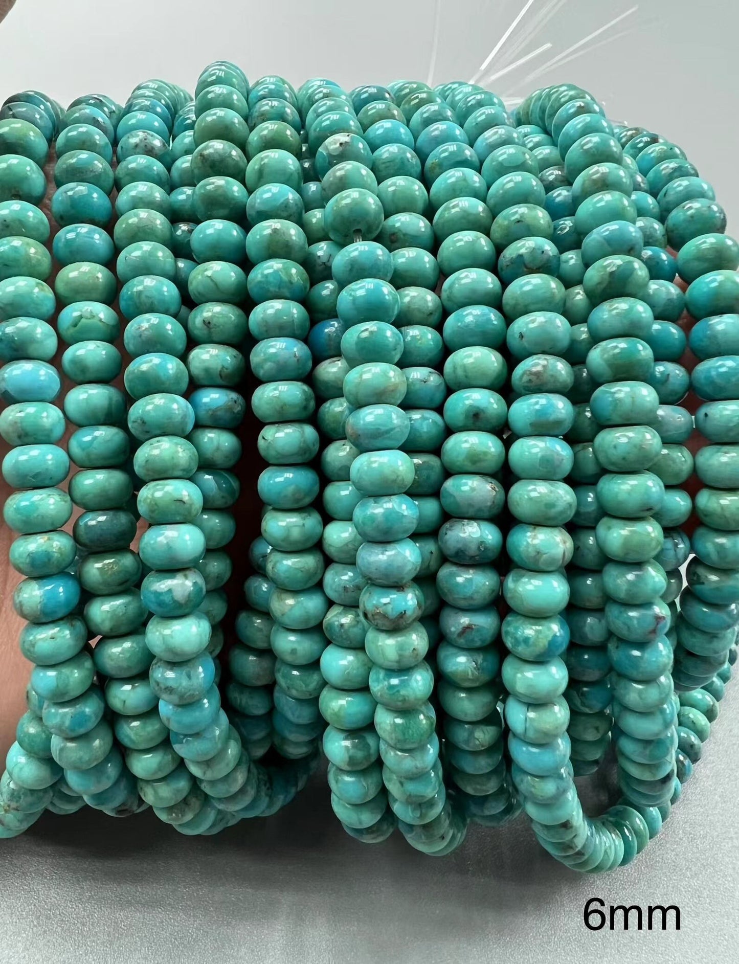 Natural Turquoise Rondelle beads 16 inches 6~8mm