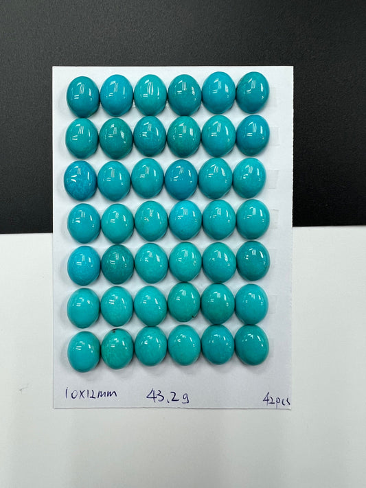 Natural Turquoise Oval Cab 10x12mm (42pcs/pack)