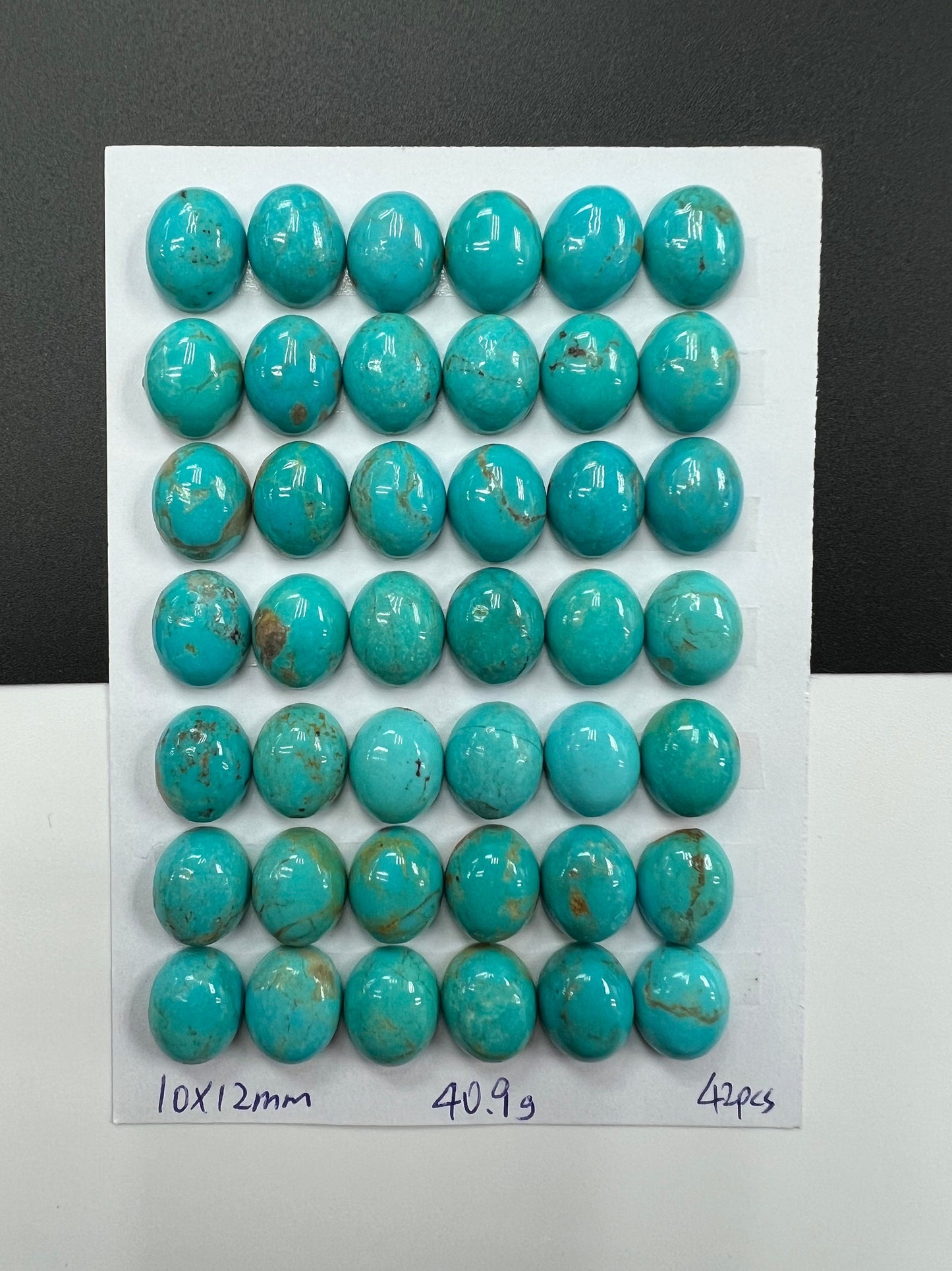 Natural Turquoise Oval Cab 10x12mm (42pcs/pack)