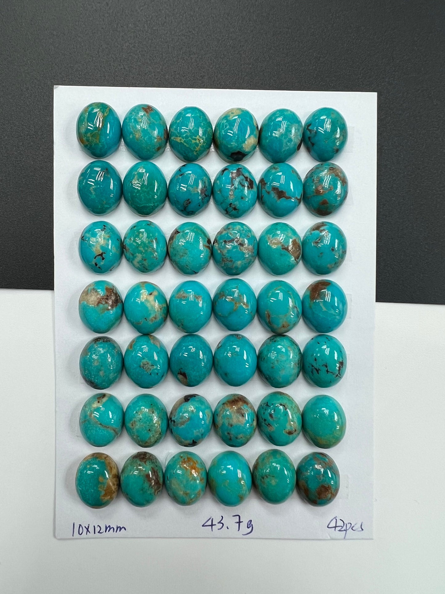Natural Turquoise Oval Cab 10x12mm (42pcs/pack)