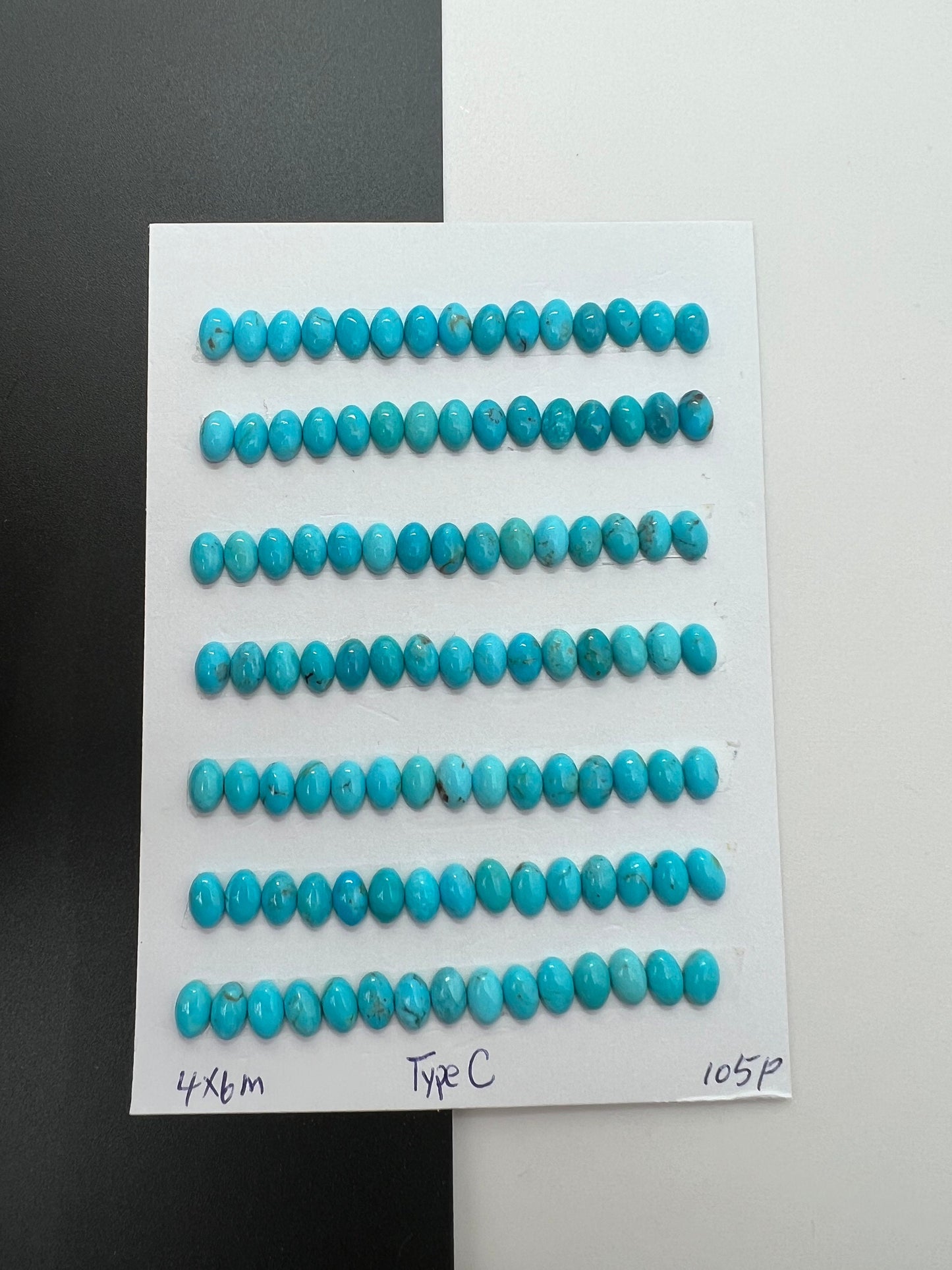 Natural Turquoise Oval Cab 4x6mm, 5x7mm, 6x8mm