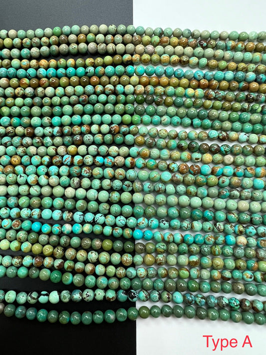 Natural Turquoise Round Beads 3.5-6.5mm