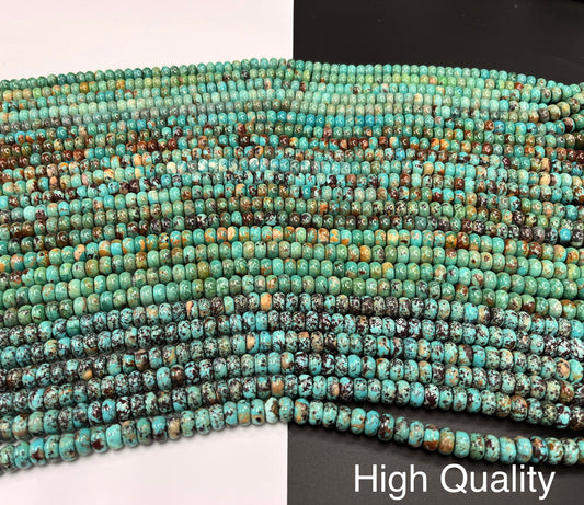 Natural Turquoise Rondelle Beads 10mm a strand 16'inch