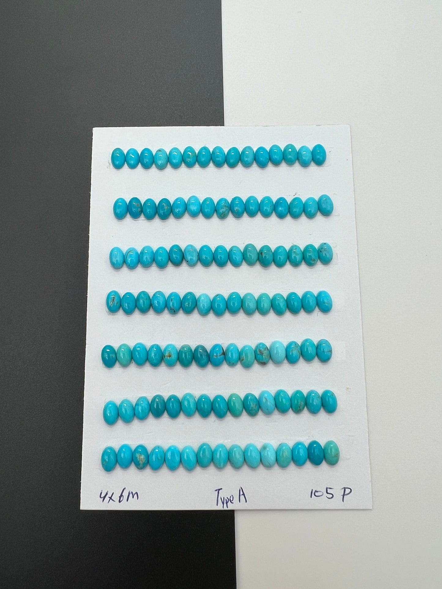 Natural Turquoise Oval Cab 4x6mm, 5x7mm, 6x8mm