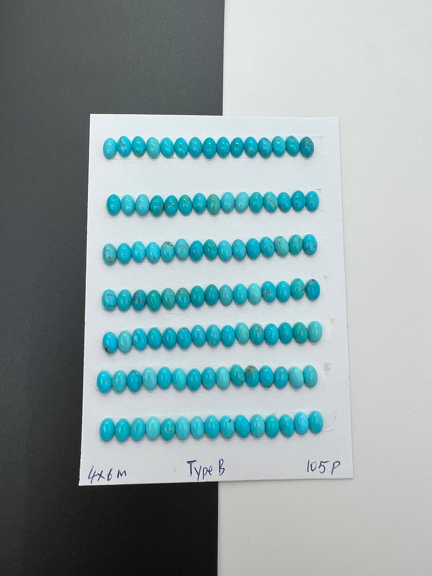 Natural Turquoise Oval Cab 4x6mm, 5x7mm, 6x8mm