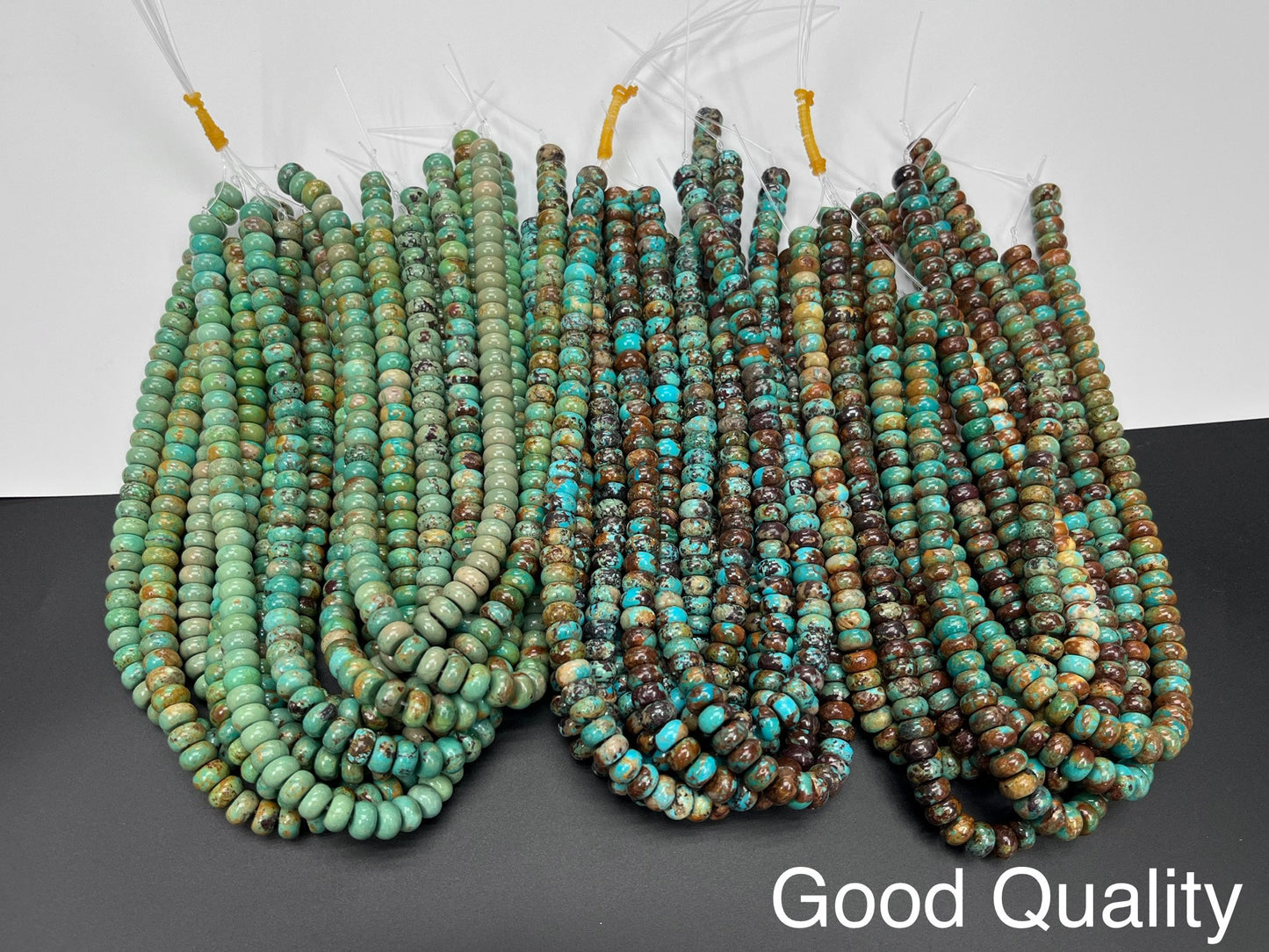 Natural Turquoise Rondelle Beads 10mm a strand 16'inch